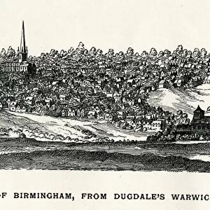 Old View of Birmingham from Dugdales Warwickshire