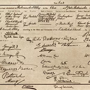 Prince Albert and Elizabeth Bowes Lyon, Marriage Certificate