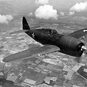 Republic P-47 (forward view) aloft from above