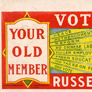 Russell Rea - Promotional Political postcard (reverse)