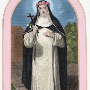 Saint Rose of Lime (1586-1617). Colored engraving