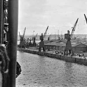 View of a dockside with cranes
