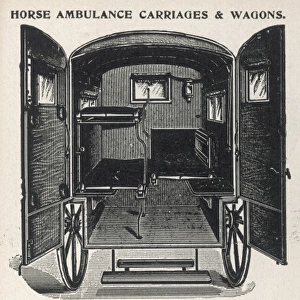 Back view of a horse-drawn ambulance