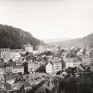 Vintage 19th century photograph - view of Prager StraAzse Karlsbad Kaarlovy Vary