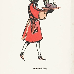Walter de la Mare drawing black servant with peacock