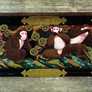Three wise monkeys at the Tosho-gu shrine in Nikko, Japan