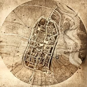 Historical city map of Imola, Italy