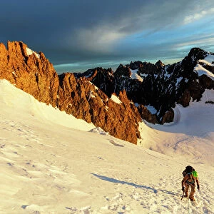 Climber on a glacier, Barre des Ecrins, Ecrins National Park, French Dauphine Alps