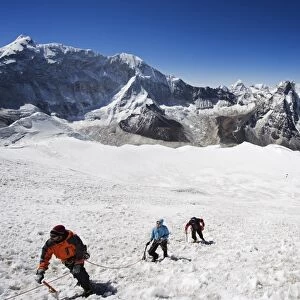 Climbers on an ice wall, Island Peak 6189m, Solu Khumbu Everest Region