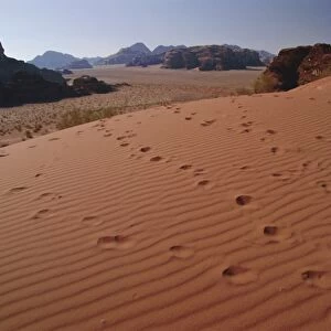 Footsteps, desert scenery