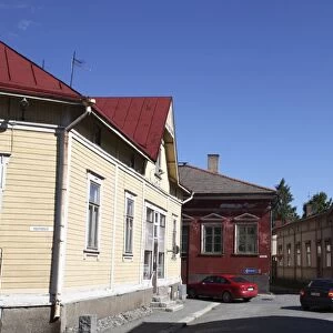 Historic street and wooden housing in Old Town, UNESCO World Heritage Site