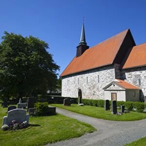 Stiklestad Church, near the scene of the famous Battle of Stiklestad, Verdal, Nord-Trndelag, Norway, Scandinavia, Europe