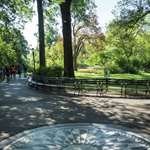 Strawberry Fields Memorial, Imagine Mosaic in memory of former Beatle John Lennon, Central Park, Manhattan, New York City, New York, United States of America, North America