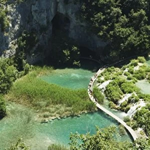 Walkway through Turquoise Lakes, Plitvice Lakes National Park, UNESCO World Heritage Site