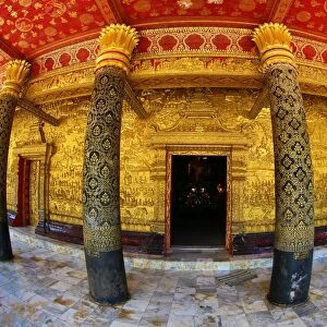 Decorated pillars in Wat Mai Suwannaphumaham (aka Vat May) Temple, Luang Prabang, Laos