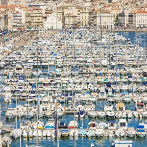 Elevated view over Vieux Port, Marseille, France