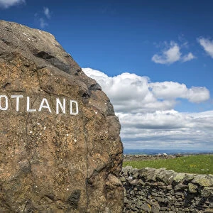 England / Scotland boundary stone on the A68, Jedburgh, Scotish Borders, Scotland