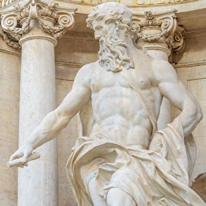 Italy, Lazio, Rome, Trevi Fountian, Oceanus statue