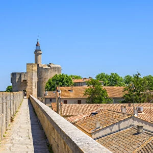 Medieval city wall with Tour de Constance, Aigues-Mortes, Camargue, Gard