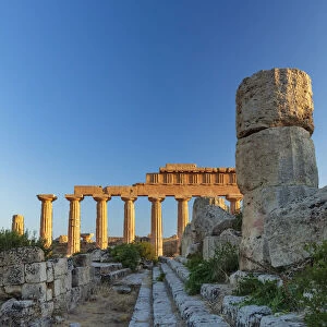 Selinunte, Sicily. Greek temple at sunset