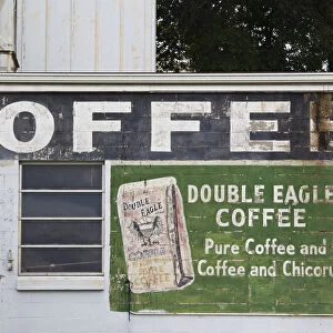 USA, Mississippi, Natchez, old coffee company wall mural