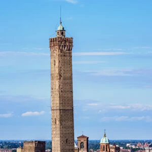 View towards the Asinelli Tower, Bologna, Emilia-Romagna, Italy