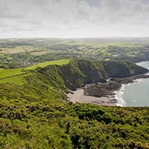 Combe Martin and surrounding countryside on the north Devon coast, UK
