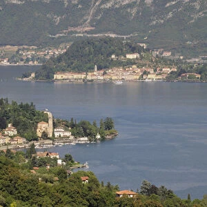 Italy, Lombardy, Lake Como, lake views of Tremezzo & Bellagio from Monte d Ossuccio