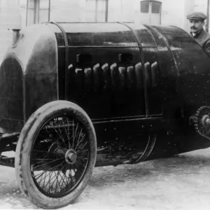 Fiat S76, Nazzaro at wheel with Fagano 1912 Fiat S76, Nazzaro at wheel with Fagano 1912