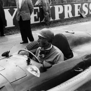 Peter Collins in Lancia Ferrari at British GP Silverstone 1956 Peter Collins in Lancia Ferrari at British GP Silverstone 1956