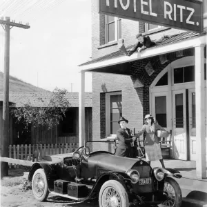 Stutz Bearcat on movie set 1918 Stutz Bearcat on movie set 1918