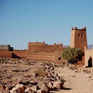 View of kasbah buildings, Kasbah de Tizergate, near Zagora, Souss-Massa-Draa, Morocco, February