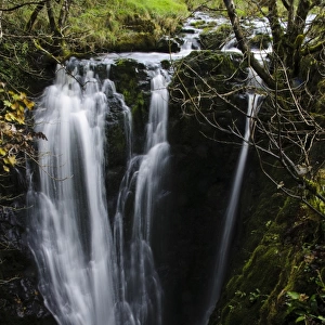 Waterfall cascading through narrow ravine, Catrigg Force, Stainforth Beck, Stainforth, Yorkshire Dales N. P
