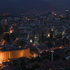 Bosnia & Hercegovina- Sarajevo. City View and National Library / Evening