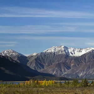 Canada, Yukon Territory, Kluane National Park. Panoramic of St. Elias Range and Kluane Lake