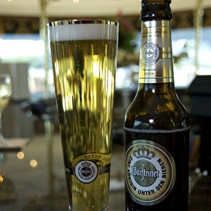 Europe, Germany, Bavaria, aboard European riverboat, Warsteiner German beer