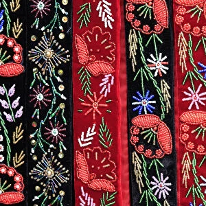 Europe, Romania. Brasov. Traditional stitching and embroidery