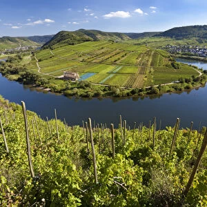 The historic village of Bremm is on a horseshoe bend in the river the Mosel Bend