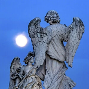 Moon Bernini Angels Castel Ponte Sant Angelo, Rome, Italy