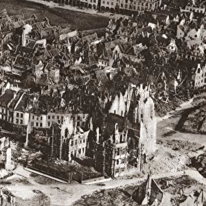 Aerial view showing the remains of Arras, France. Photograph, c1916