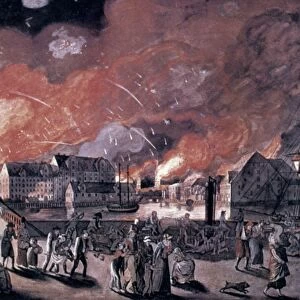 DENMARK: SEPTEMBER 1807. Coppenhageners fleeing the British bombardment, 4-5 September 1807. Contemporary engraving
