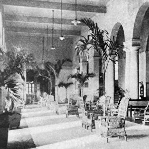 MANILA: HOTEL, 1925. View of the lobby of the Manila Hotel, a luxury hotel built