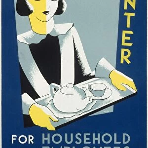 NEW DEAL: WPA POSTER. Training Center for Household Employees. American poster showing a domestic worker carrying a tray. The poster ran between 1936 and 1941 for the Works Progress Adminstrations Household Service Demonstration Project. Silkscreen by Cleo Sara, 1936
