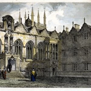 OXFORD: ORIEL COLLEGE, 1836. The quadrangle of Oriel College in Oxford, England