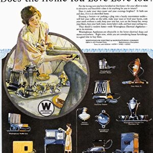 WESTINGHOUSE AD, 1925. American advertisement for Westinghouse electric appliances, 1925