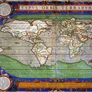 WORLD MAP: ORTELIUS. From Abraham Ortelius atlas Theatrum Orbis Terrarum