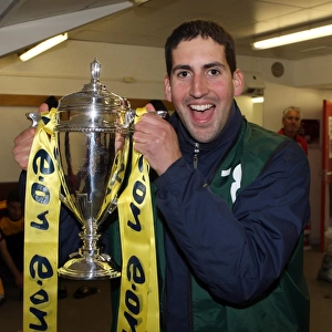 Arsenal photographer David Price with the FA Youth Cup Trophy