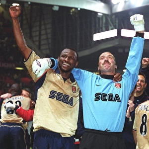 Arsenal's Glory: Vieira and Seaman Celebrate Championship Victory over Manchester United, Old Trafford, 2002