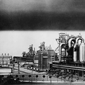 Detail of an aluminum model of the magnitogorsk steel works at the ussr pavillion of the 1939 worlds fair in new york