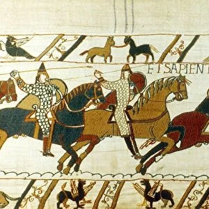 Bayeux Tapestry 1067. Battle of Hastings, 14 October 1066. Norman cavalry charging